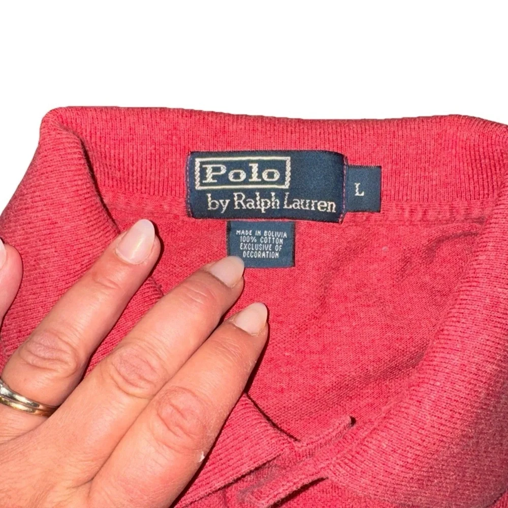 Polo Ralph Lauren Polo Shirt Mens L Red/Pink Heather 100% Cotton Short‎ Sleeve